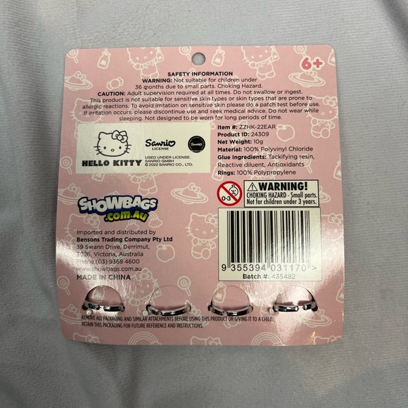 Hello Kitty Club Stick On Earrings and Rings Set - Australia Show Bags Exclusive - Picture 2 of 5